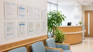 クリニックの院内掲示義務を果たすために貼ってある掲示物の画像