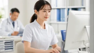 医療クラークとして働いている女性