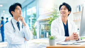 開業医と勤務医で働いている自分を想定しているキャリア選択の場面